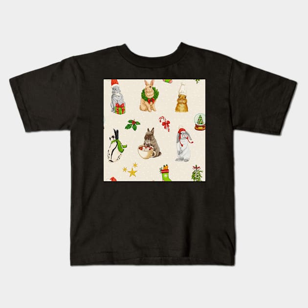 Christmas bunnies Kids T-Shirt by Firlefanzzz